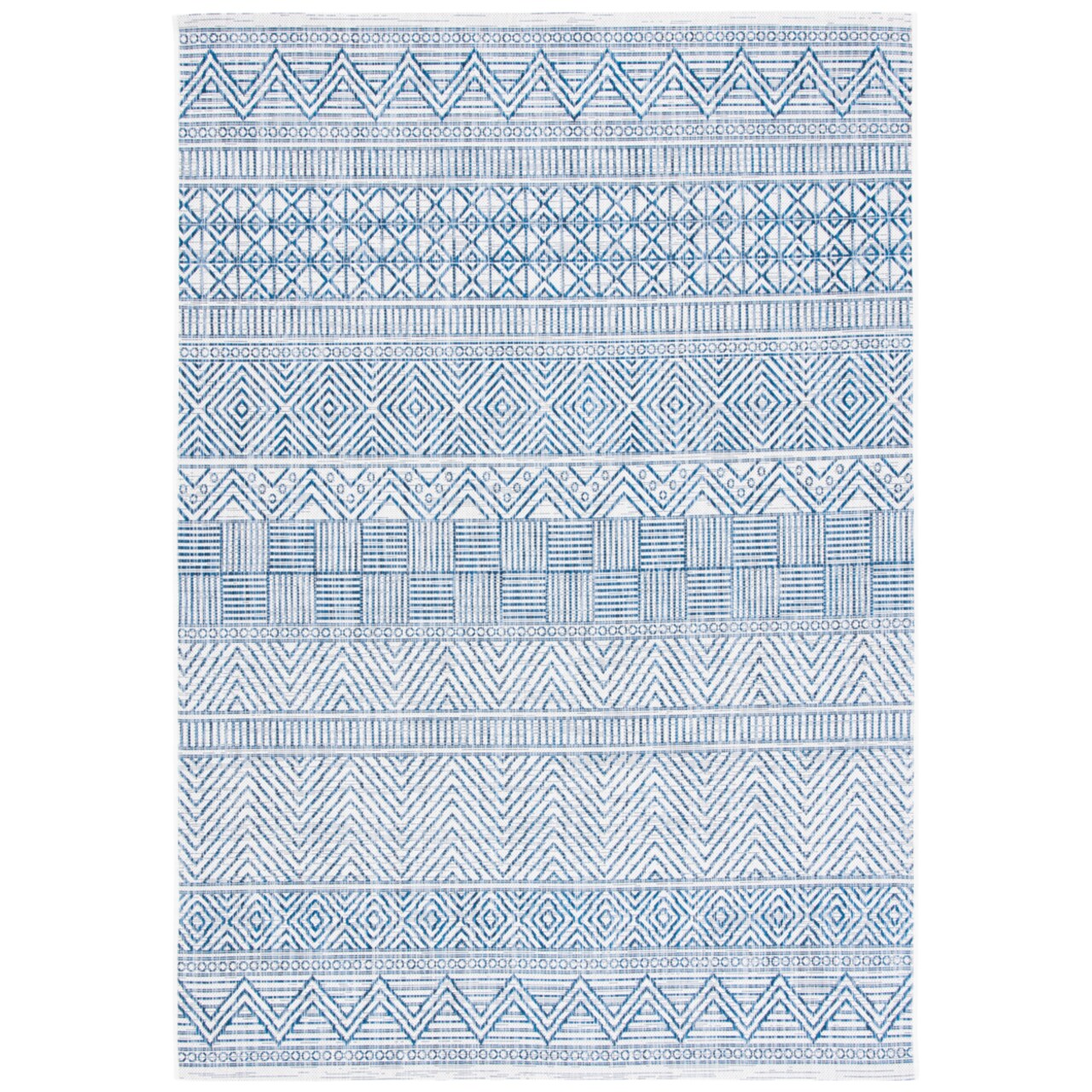 Safavieh Outdoor Cy8196-53412 Courtyard Ivory / Navy Rug Area Rug Carpet Shag